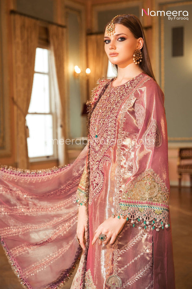 Latest Punjabi Suit Salwar Kameez in Pink Color Side Pose