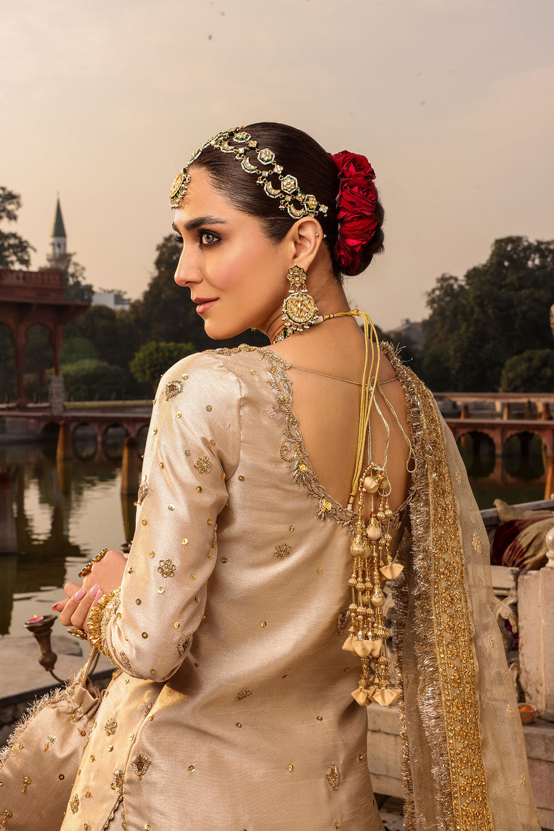 Stunning Raw Silk Gharara Kameez for Pakistani Brides
