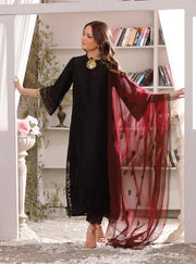 Latest Raw Silk Kameez Trouser Pakistani Eid Dress in Black