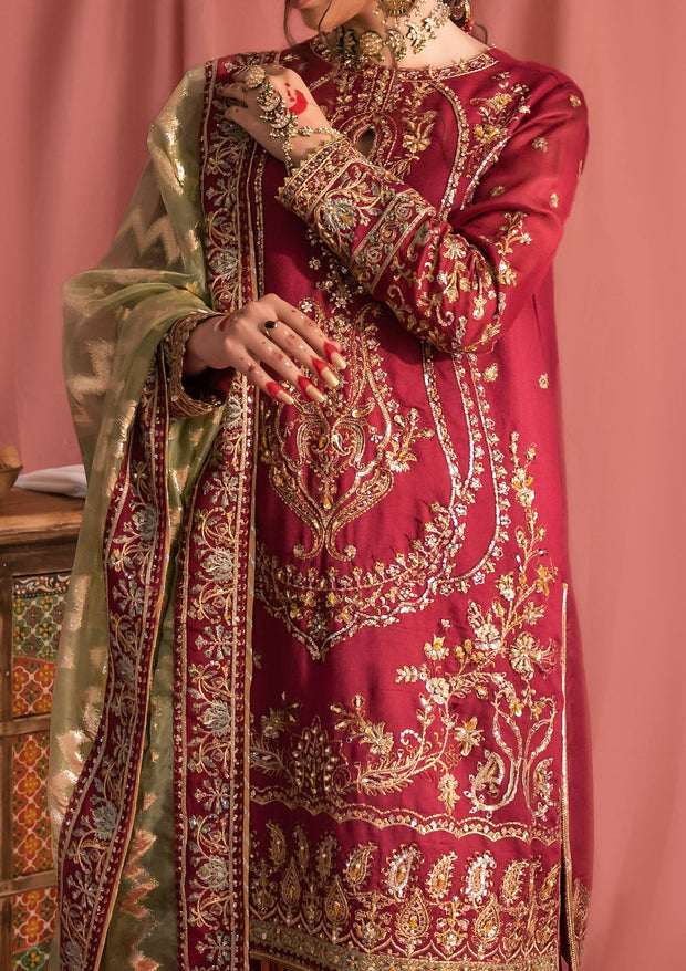 Latest Raw Silk Kameez Trouser Style Pakistani Wedding Dress