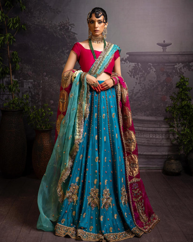 Latest Raw Silk Lehenga Choli and Dupatta Dress for Wedding