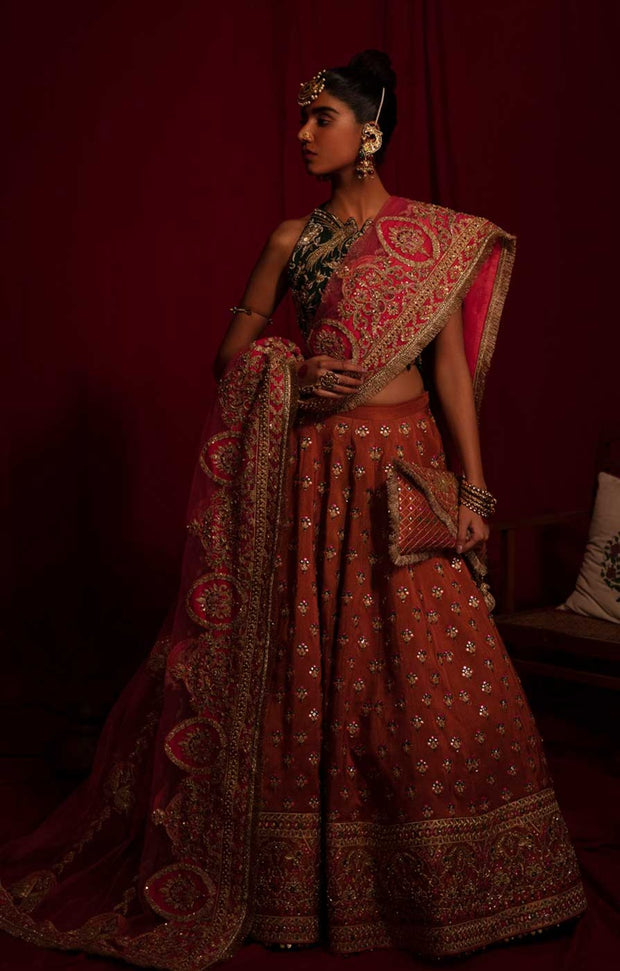 Latest Raw Silk Lehenga Choli and Dupatta Indian Bridal Wear
