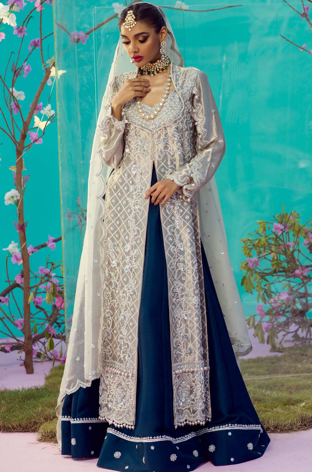 Elegant Raw Silk Bridal Lehenga & Kameez for Weddings