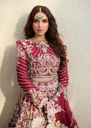 Latest Raw Silk Pakistani Bridal Dress in Lehenga Choli Style