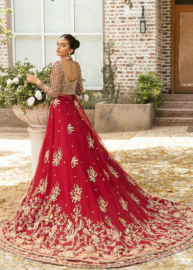 Latest Red Bridal Dress Pakistani in Pishwas and Lehenga Style