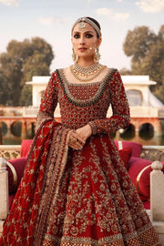Latest Red Bridal Dress Pakistani in Royal Pishwas Frock Style