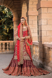 Latest Red Bridal Lehenga Kameez and Dupatta Pakistani Dress