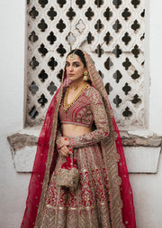Latest Red Bridal Lehenga in Silk with Choli and Dupatta Pakistani Bridal Dress