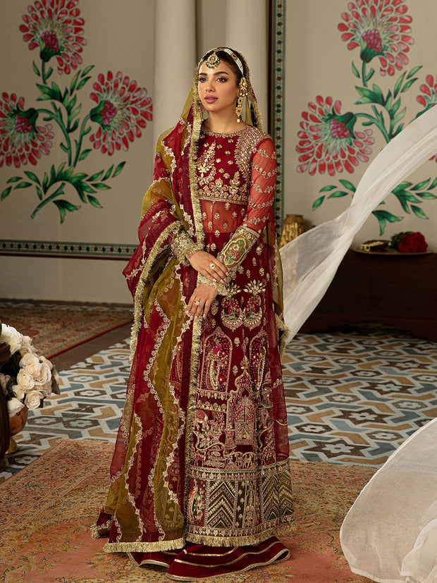 Latest Red Dress Pakistani in Kameez Trouser Style for Wedding