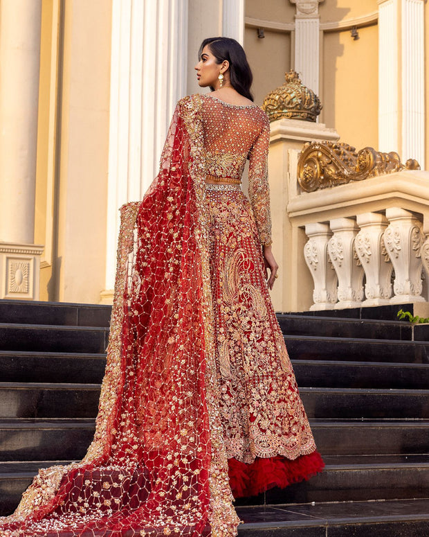Latest Red Lehenga Choli and Dupatta Pakistani Bridal Dress