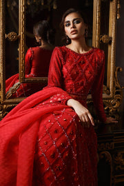 Latest Red Lehenga Gown and Dupatta Pakistani Bridal Dress