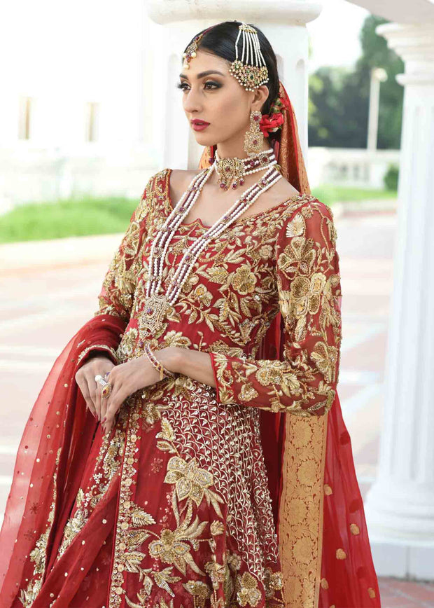 Latest Red Lehenga with Bridal Gown Pakistani Online