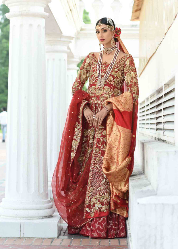 Latest Red Lehenga with Bridal Gown Pakistani