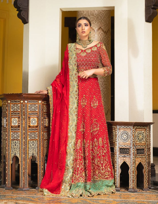 Latest Red Lehenga with Choli and Dupatta Indian Bridal Dress