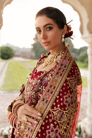 Latest Red Pakistani Bridal Dress in Embellished Gown Style