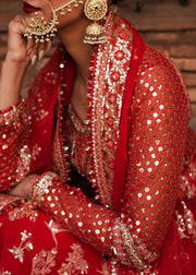 Latest Red Pakistani Bridal Dress in Pishwas and Sharara Style