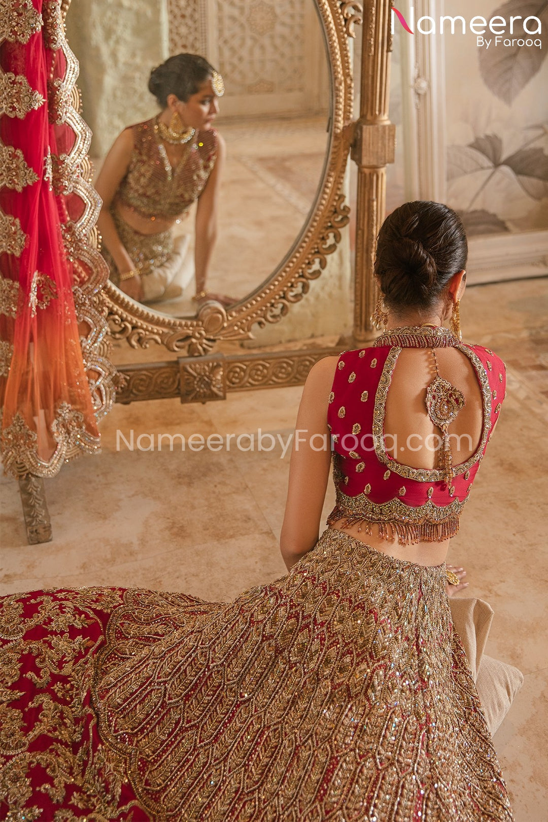 Latest Royal Bridal Red Lehenga Choli Dupatta Dress