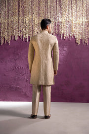 Latest Royal Embroidered Beige Sherwani Pakistani Groom Dress