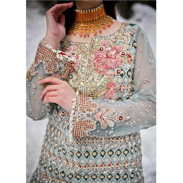 Latest Royal Gharara Kameez Mint Green Pakistani Dress