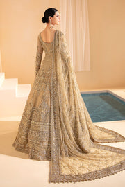 Latest Royal Golden Bridal Lehenga Frock and Dupatta Dress