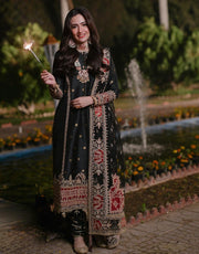 Latest Royal Kameez Trouser Pakistani Black Dress for Wedding