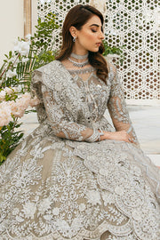 Latest Royal Lehenga Frock Grey Bridal Dress Pakistani