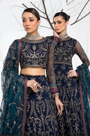 Latest Royal Pakistani Blue Embroidered Lehenga Choli Wedding Dress