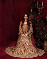 Latest Royal Pakistani Bridal Dress in Red Lehnga Choli Style