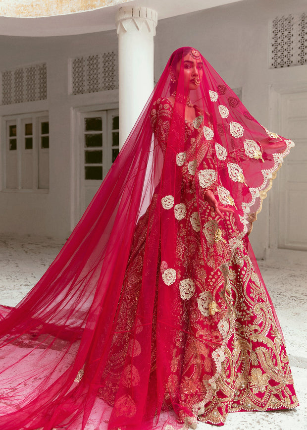Latest Royal Pakistani Red Bridal Dress in Gown Style