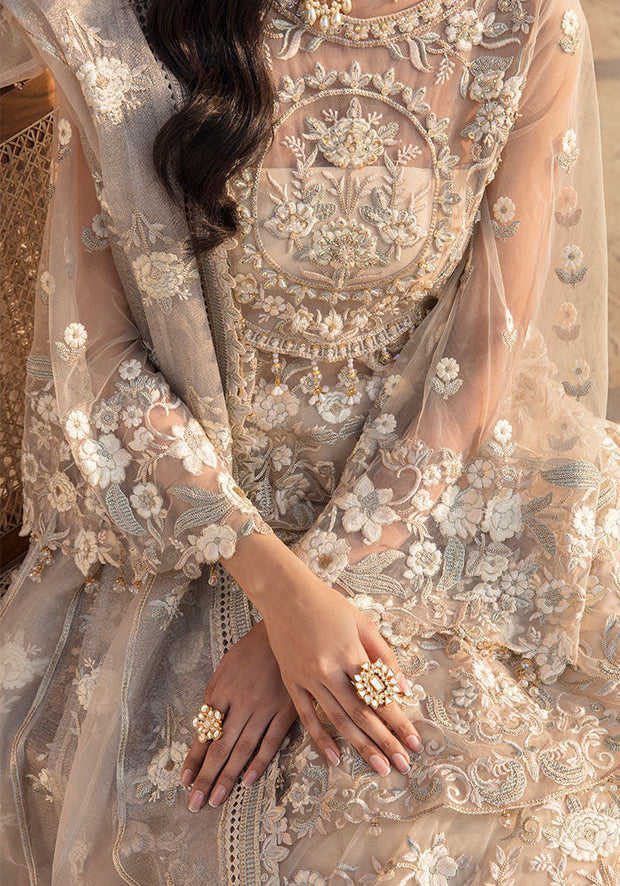 Latest Royal Pearl Embroidered Pishwas with Dupatta Pakistani Wedding Dress