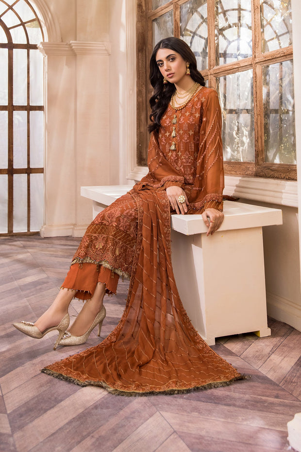 Latest Rusty Orange Salwar Kameez in Chiffon 2022
