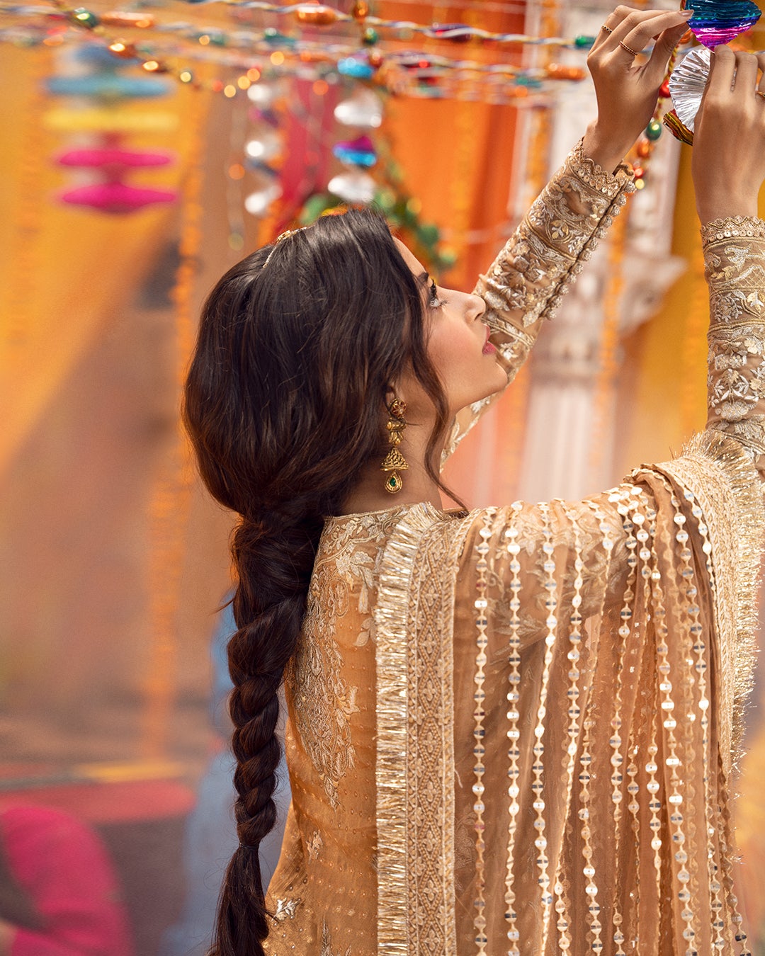 Latest Sharara Kameez Mehndi Dress Pakistani for Bride