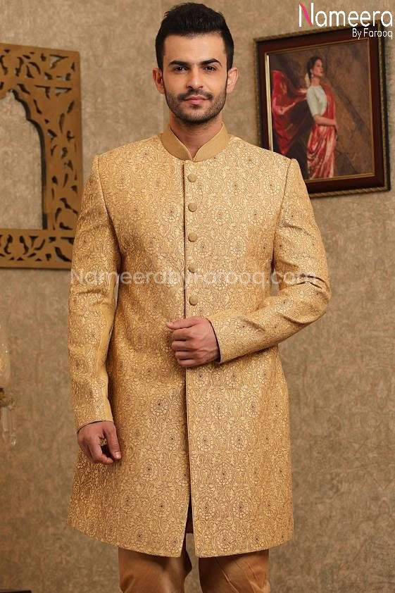 Latest Sherwanis Pakistani for Wedding Online Closeup View