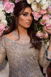 Latest Silver Bridal Dress Pakistani
