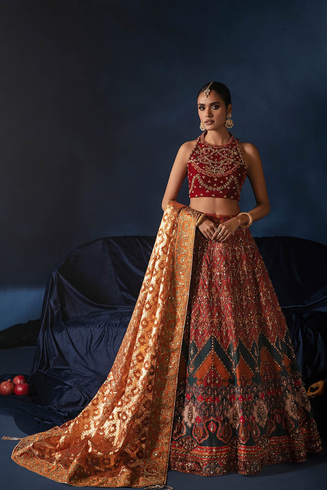 Elegant Sleeveless Bridal Lehenga Choli for Pakistani Weddings