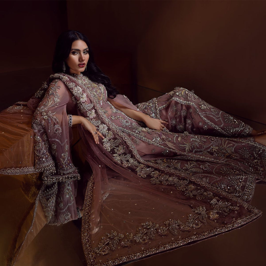 Elegant Pakistani Bridal Gown with Sharara and Dupatta