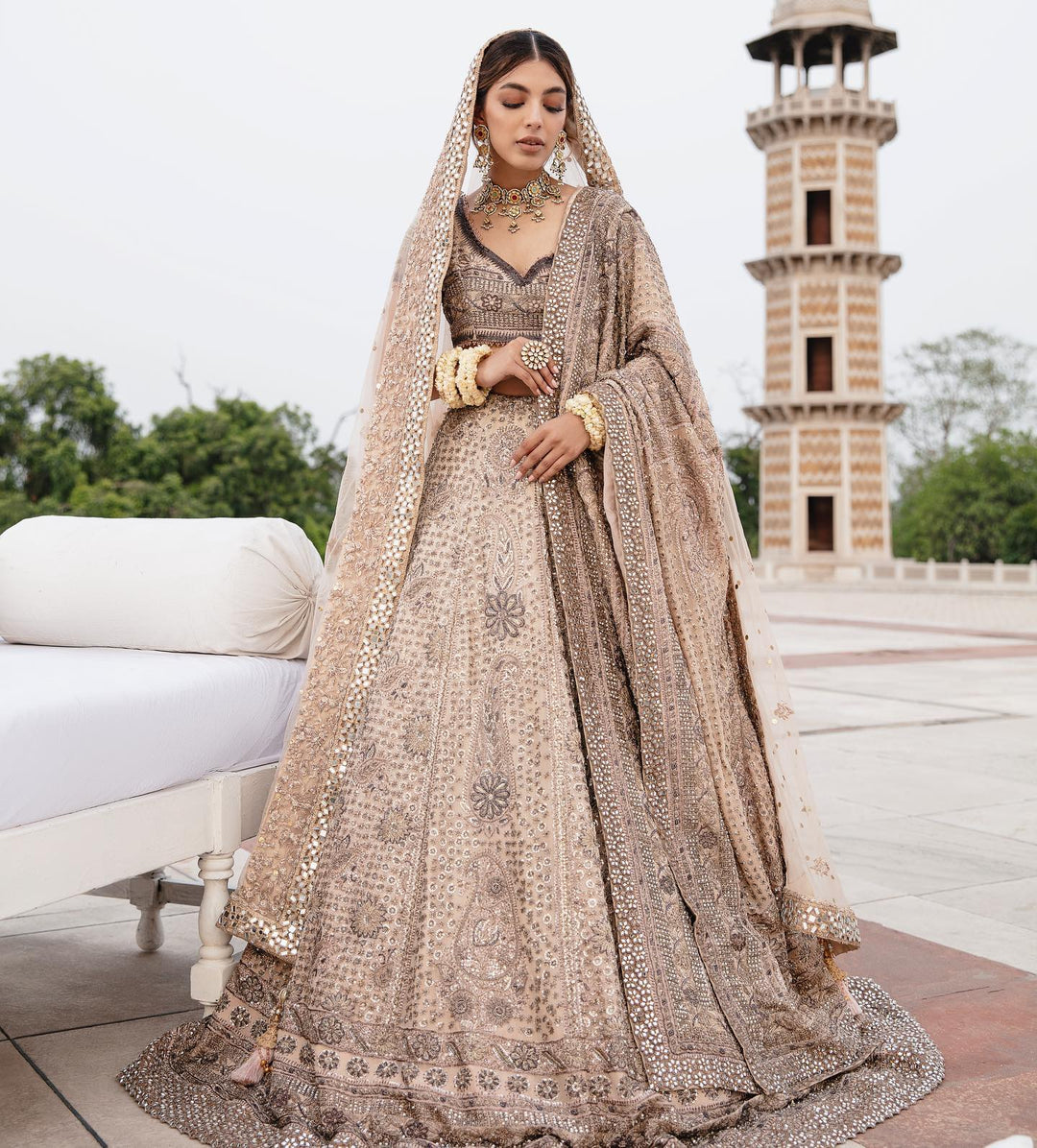 Latest Tea Pink Bridal Lehenga with Choli and Dupatta Dress