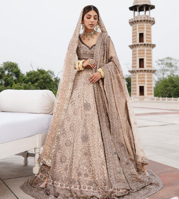 Latest Tea Pink Bridal Lehenga with Choli and Dupatta Dress