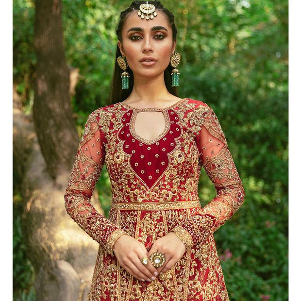 Latest Traditional Bridal Red Dress Pakistani