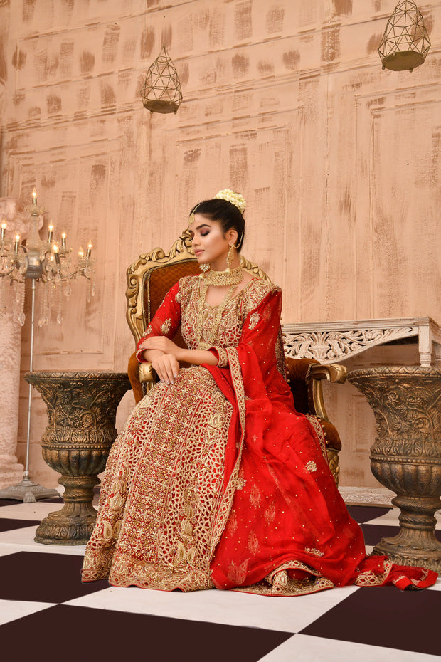 Latest Traditional Bridal Red Lehenga Dress Pakistani