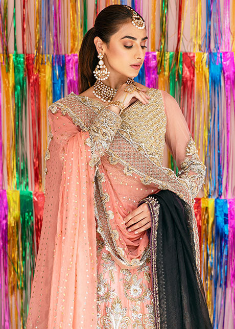 Elegant Coral Bridal Lehenga Choli - Premium Pakistani Dresses