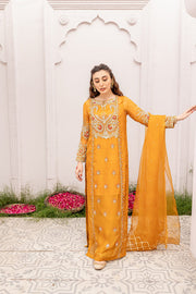 Latest Traditional Orange Dress Pakistani in Kameez Trouser Style