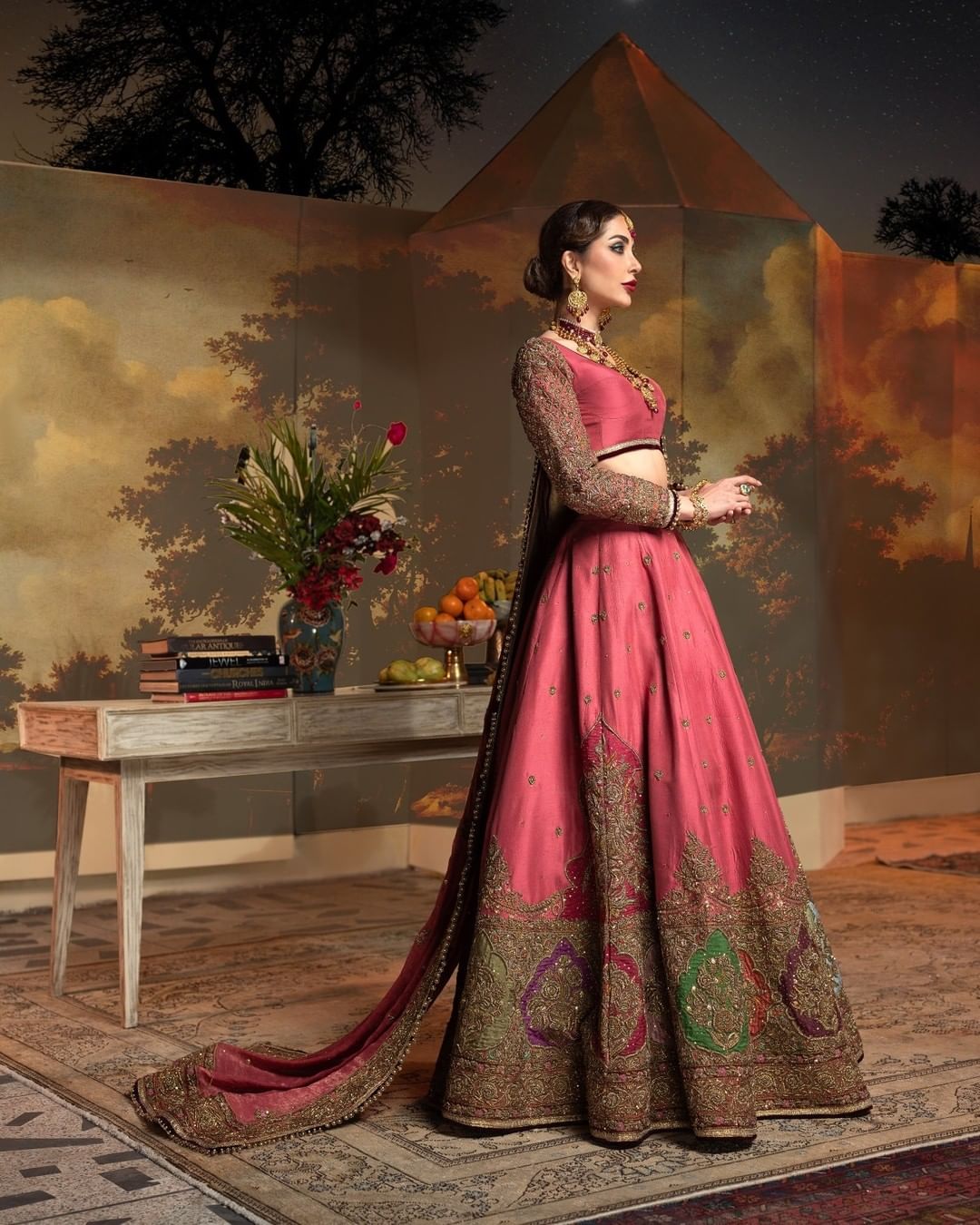 Traditional Pakistani Bridal Lehenga Choli in Elegant Pink