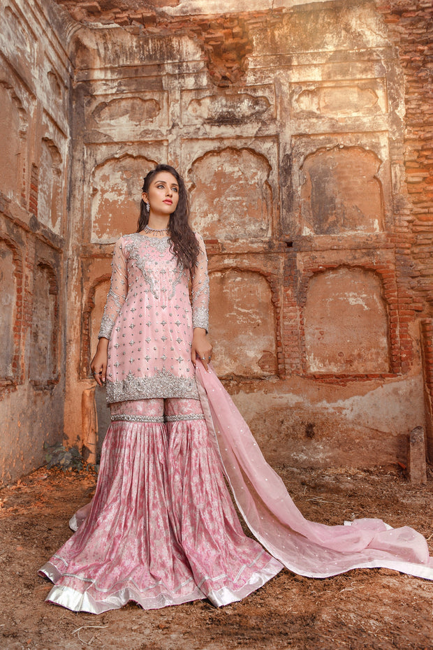 Latest Traditional Pink Gharara Kameez Dress