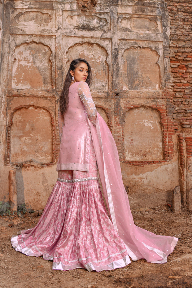 Latest Traditional Pink Gharara Kameez Dress for Wedding