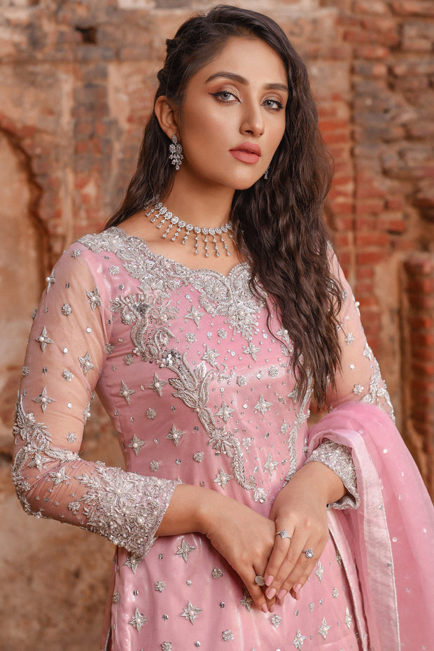 Latest Traditional Pink Gharara Kameez Wedding Dress