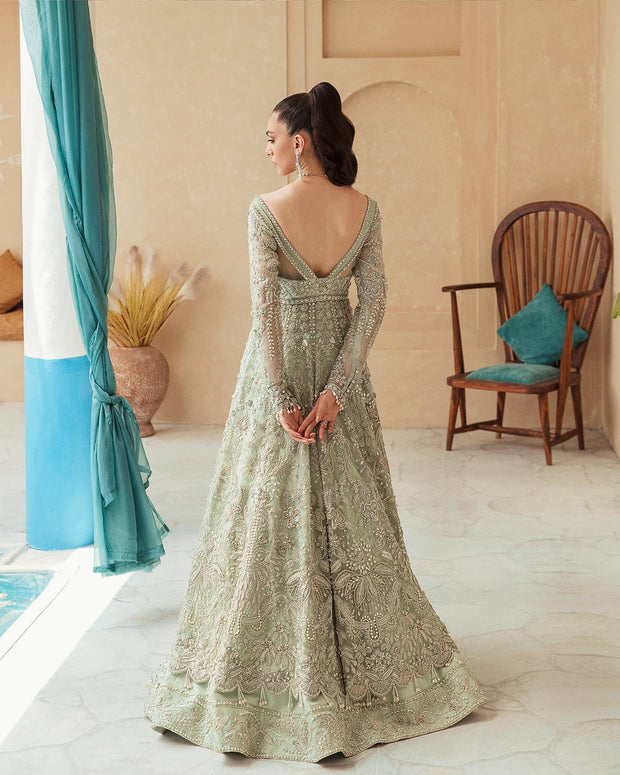 Latest Traditional Pishwas Frock with Lehenga for Wedding