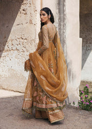 Latest Traditional Pishwas Frock with Sharara and Dupatta