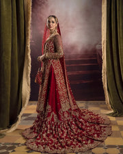 Latest Traditional Red Bridal Lehenga with Kameez and Dupatta