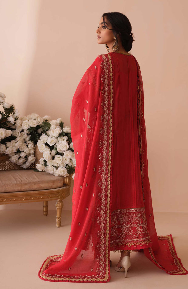 Latest Traditional Red Dress Pakistani in Kameez Trouser Style